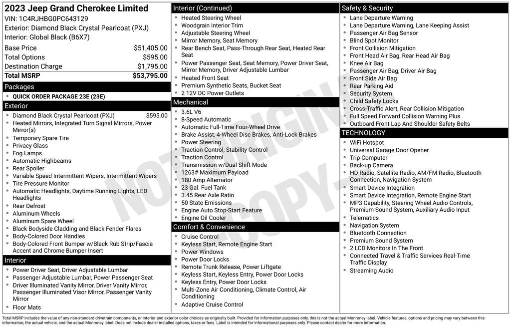 jeep grand cherokee 2023 1C4RJHBG0PC643129 image jeep grand cherokee 2023 1C4RJHBG0PC643129 image